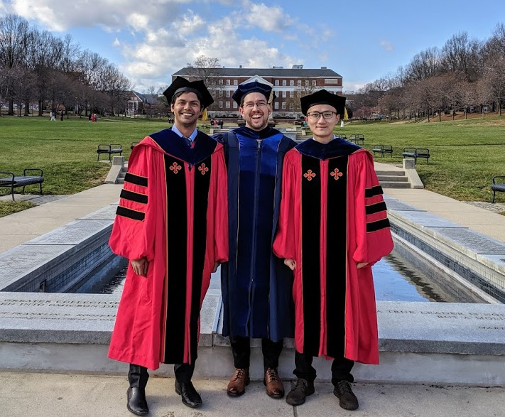 Faez Ahmed, Wei Chen, and Mark Fuge at UMD December 2019 Graduation.